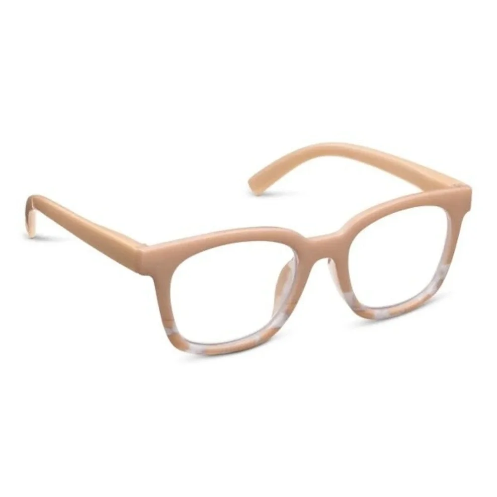 NEW Peepers Tan Marble Blue Light Filtering Glasses +2.00